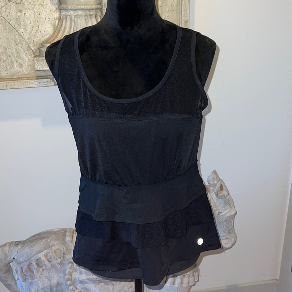 Lija athletic stretch mesh tiered tennis top black‎ Sz L